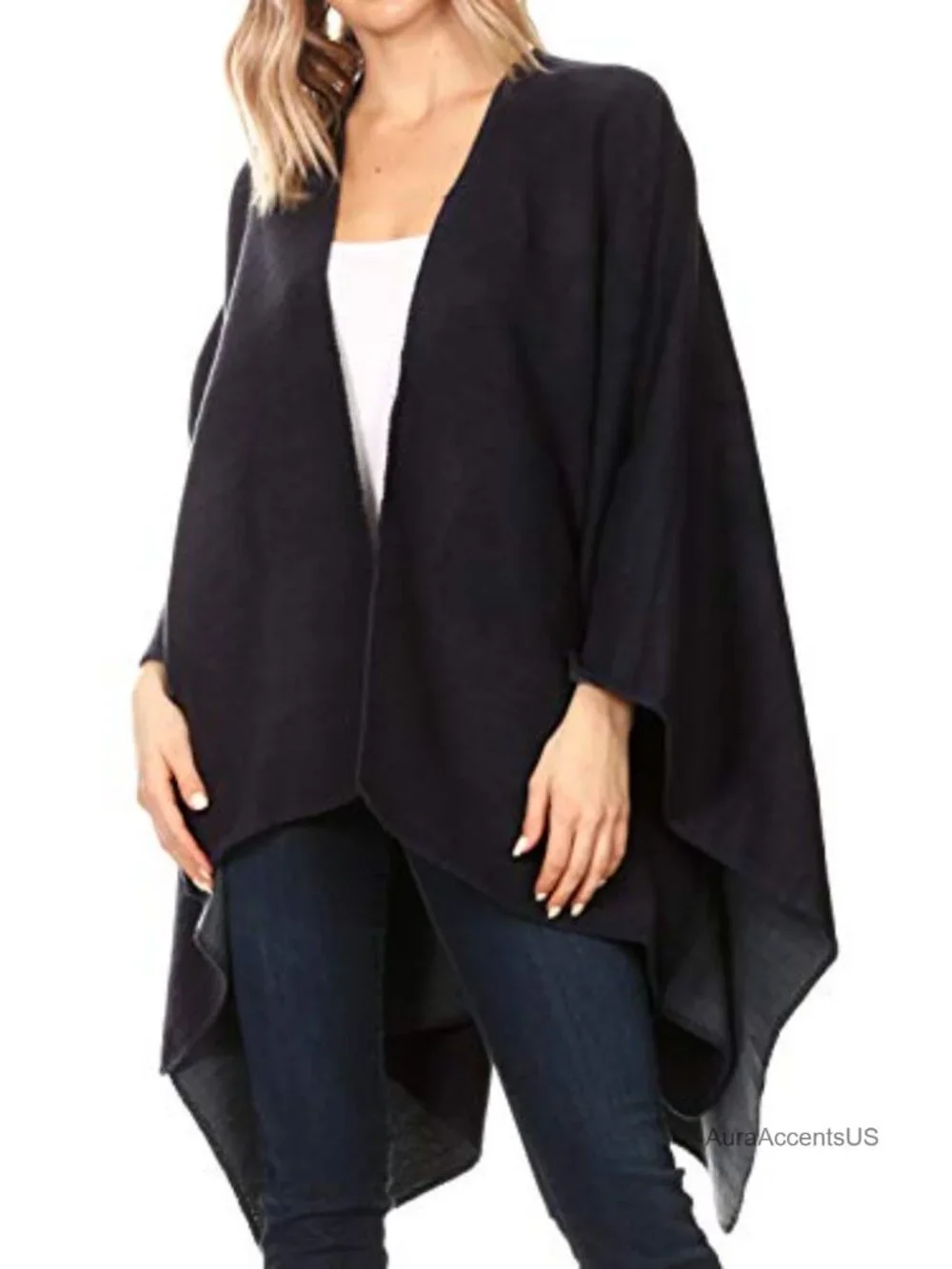 Sakkas Mari Reversible Poncho Shawl Wrap Cape Ruana One Size